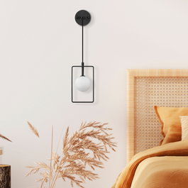 Opviq Geometri - 11110 Lámpara de pared de metal y cristal en blanco y negro